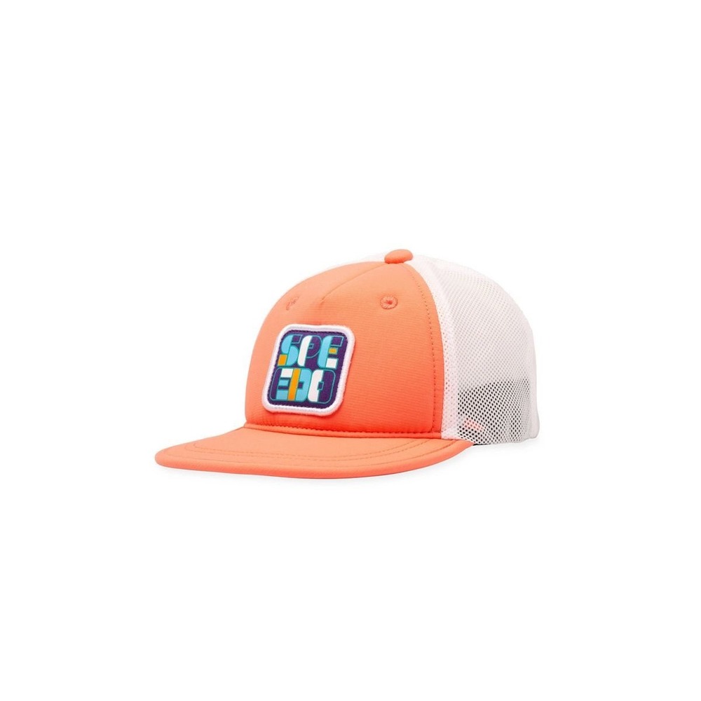 Speedo Kids Trucker Hat Orange Abstract Knit Lightweight Adjustable Snapback NEW